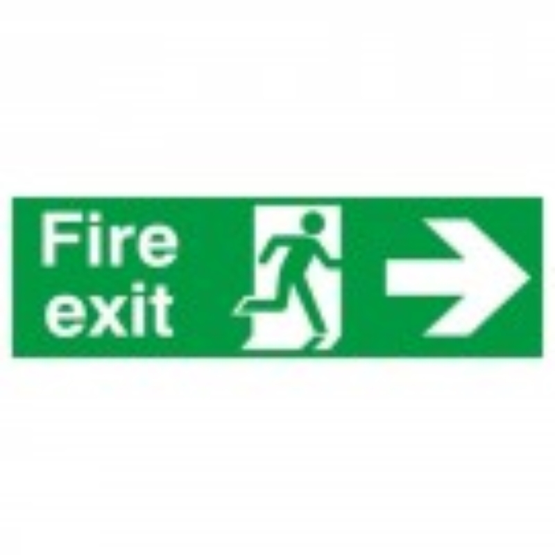 Fire Exit with running man and arrow right 150x450 S/A